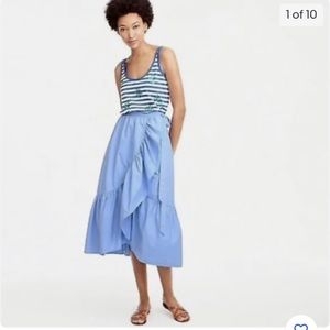 JCrew Blue ruffle wrap skirt